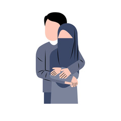 Illustration Of Romantic Muslim Couple