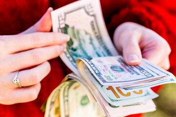 USD money banknotes, detail photo of US dollars