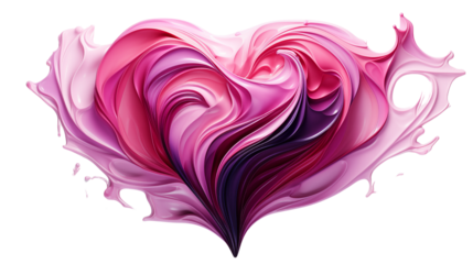 Abstract pink heart, isolated on transparent background.