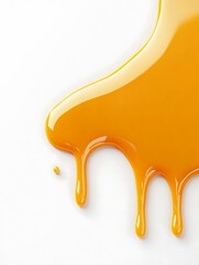 honey dripping from above, on white background