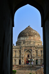 Fototapeta premium Lodhi Gardens - New Delhi, India. The park spreads over 90 acres (360,000 m2), it contains Mohammed Shah's Tomb, the Tomb of Sikandar Lodi, the Shisha Gumbad and the Bara Gumbad.