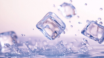 Obraz premium ice cubes on blue background