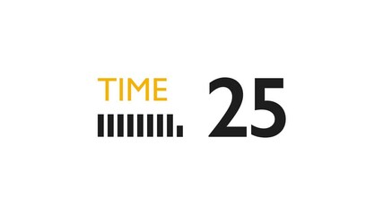 Sleek 30-Second Yellow and Black Countdown with Bold Minimalist Design and Dynamic Bars on a White Background. Shrinking bars gradually decrease in length as time counts down. 4K Motion Graphics.