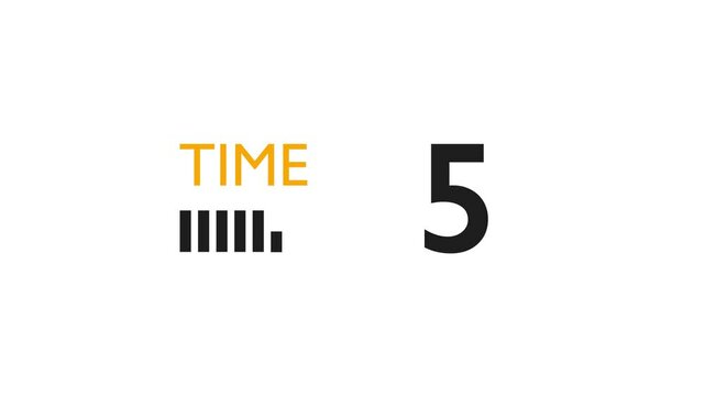 Sleek 10-Second Yellow and Black Countdown with Bold Minimalist Design and Dynamic Bars on a White Background. Shrinking bars gradually decrease in length as time counts down. 4K Motion Graphics.