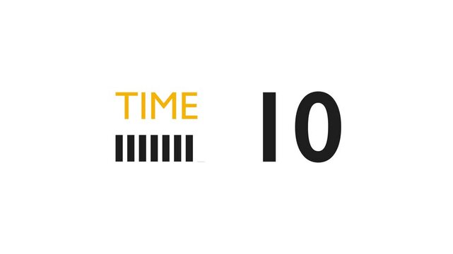 Sleek 15-Second Yellow and Black Countdown with Bold Minimalist Design and Dynamic Bars on a White Background. Shrinking bars gradually decrease in length as time counts down. 4K Motion Graphics.