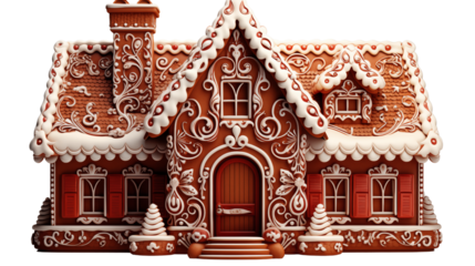 christmas gingerbread house, isolated on transparent background.