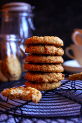 Traditional Australian Anzac Biscuits Close up.