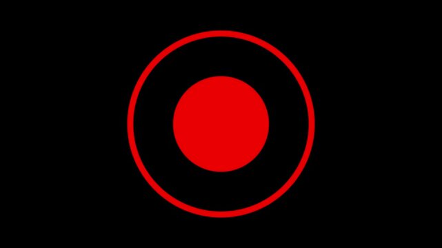Simple Recording Button Animation on a black background. Pressing the recording button starts a 3-second countdown, the button turns red during recording, then reverts to its original color afterward