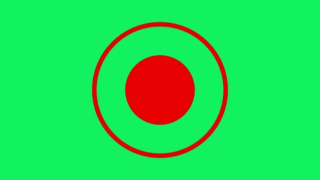 Simple Recording Button Animation on a green screen. Pressing the recording button starts a 3-second countdown, the button turns red during recording, then reverts to its original color afterward