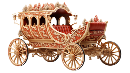 christmas Sleigh, isolated on transparent background.