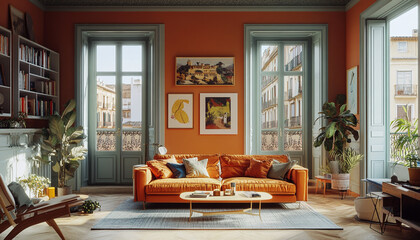 Colourful living room Spanish Revival Interior Design