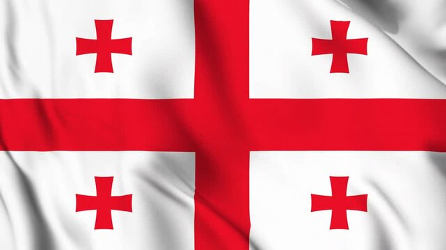Waving Flag of Georgia video background. Concept of Caucasus, a country of Eastern Europe and West Asia. Loop 4K Motion Graphics
