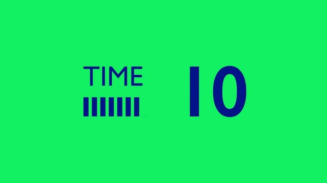 Sleek 15-Second Navy Countdown with Bold Minimalist Design and Dynamic Bars on a Green Screen. Shrinking bars gradually decrease in length as time counts down. 4K Motion Graphics.