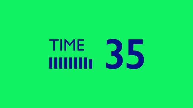 Sleek 40-Second Navy Countdown with Bold Minimalist Design and Dynamic Bars on a Green Screen. Shrinking bars gradually decrease in length as time counts down. 4K Motion Graphics.