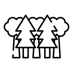 Forest, trees black line icon