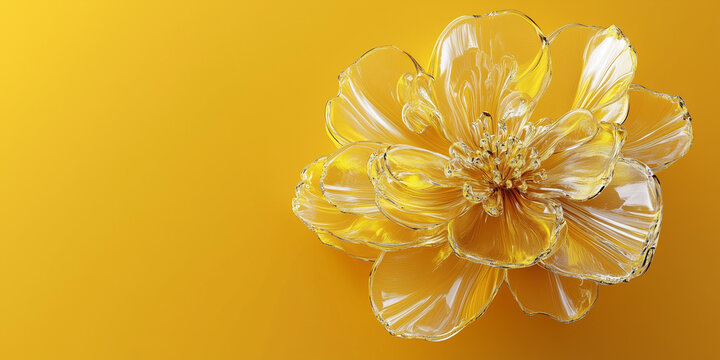 Fiore trasparente su sfondo giallo/dorato. Spazio per messaggio