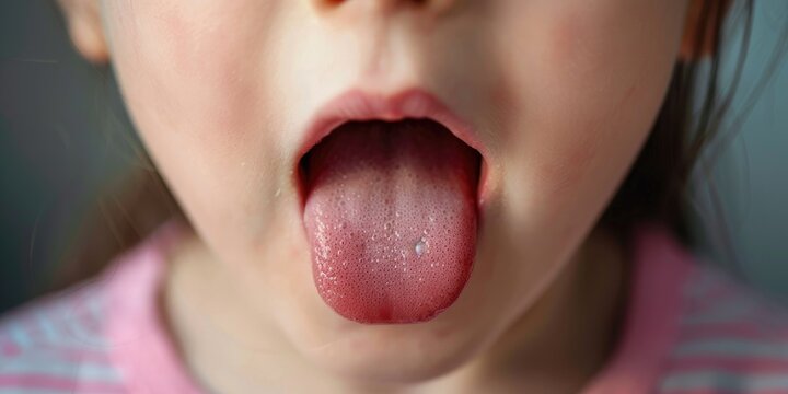 A healthy six-year-old child's tongue exhibiting papillae