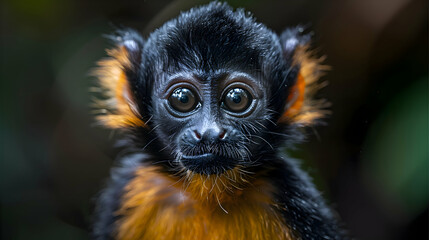 Fototapeta premium Amazon Night Monkey face, its eyes and fur detailed