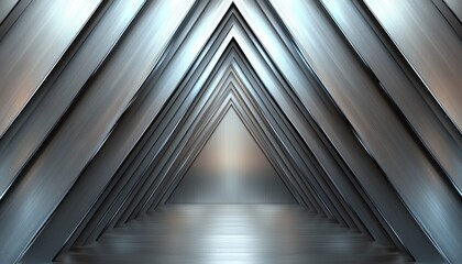 Abstract Metallic Triangular Tunnel with Brushed Texture