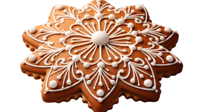 Gingerbread christmas snowflake star santa man tree cookie biscuit, isolated on transparent background.