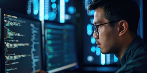 Cybersecurity professional gaining admin privileges by bypassing firewall protections; engineer developing code to improve the security of a central database system.