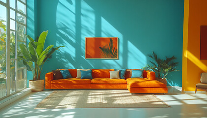 Colourful living room Tropical Interior Design