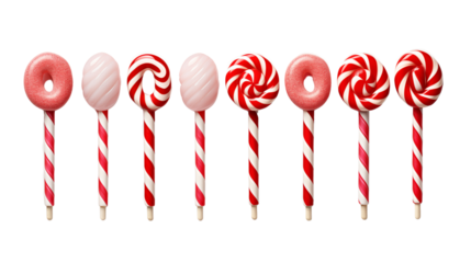 Set of Candy cane, isolated on transparent background.