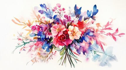 Obraz premium Watercolor illustration of a charming fashion bouquet