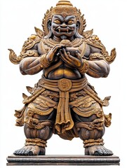 Golden Guardian Statue Holding Orb