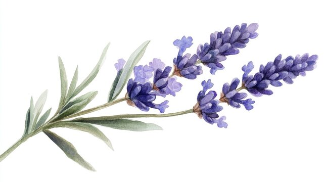 Watercolor illustration of a lavender flower branch suitable for wedding invitations logos greeting cards packaging and labels