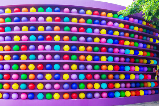 Colorful Memory Orb Wall from Inside Out at Gardens by the Bay Singapore