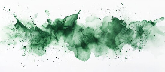 Obraz premium Watercolor illustration featuring handmade dirty art painting in spring green Deep green liquid color design with a fresh natural grunge ink splash on a white background Leafy tones enhance the ove