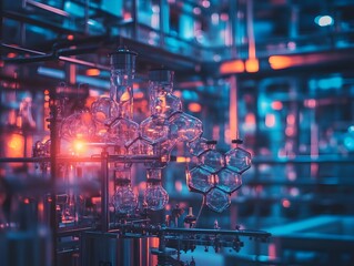 Obraz premium Innovative Chemistry Laboratory Setup Showcasing Cutting Edge Sustainable Manufacturing Solutions