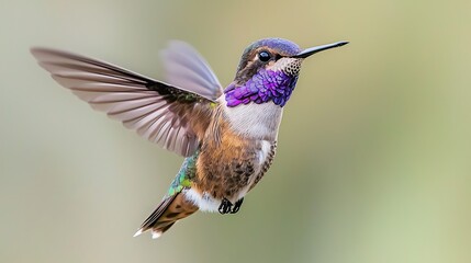Fototapeta premium Hummingbird in Flight with Blurred Background