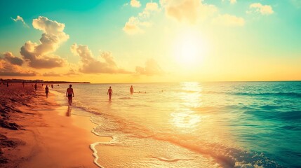 Fototapeta premium tropical paradise beach with coconut palm trees.