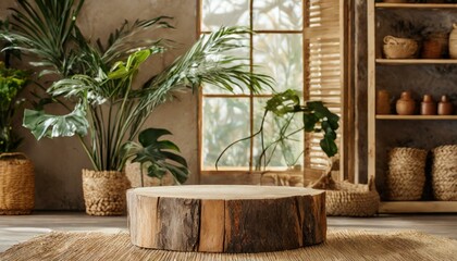 Fototapeta premium Indoor plant and wood