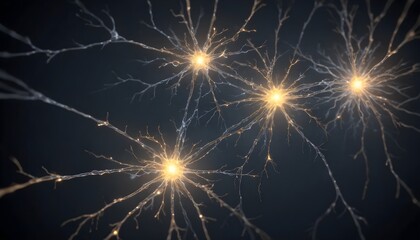 Obraz premium Neural network connections illustrating synapse and brain activity. Neurons and Neurogeneis.