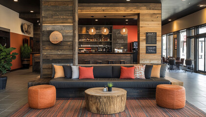 Contemporary Rustic Hotel Lobby Stylish and Cozy