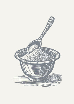 bowl of sugar with spoon clip art preview