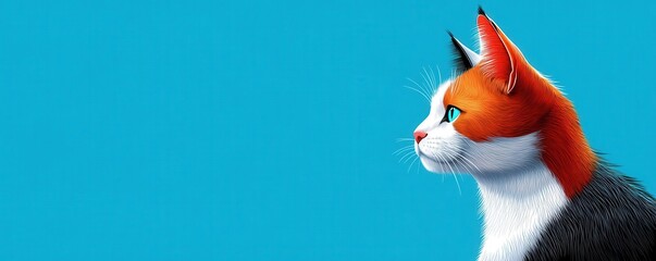 Dapper cat flat design side view vintage theme cartoon drawing Split-complementary color scheme