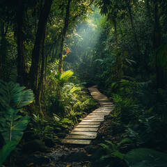 Fototapeta premium Deep tropical jungles of Southeast Asia in august 