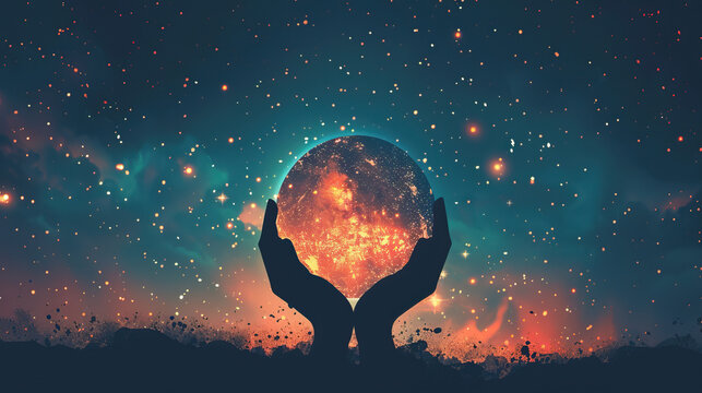 Gold Glitter on hands. Blessings gratitude