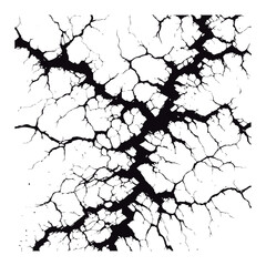 Fissures in the ground, fractures in the wall, or split lines in the concrete. Vector fracture pattern on a background of a wall. White background. 
