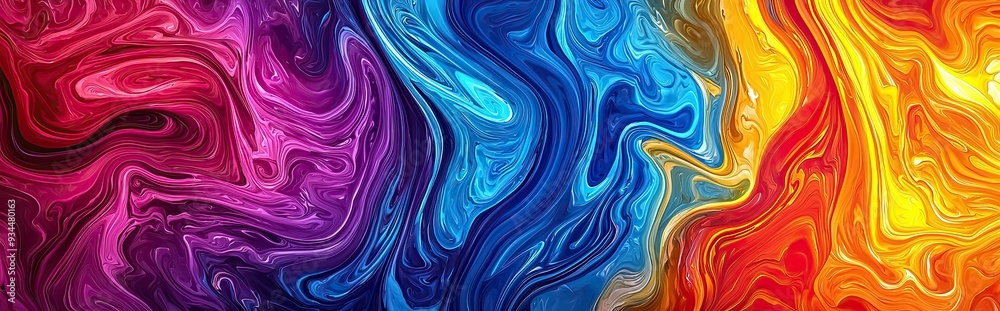 Aufkleber Vibrant Swirls of Colorful Marble Create an Abstract Background With Dynamic Stripes in Various Hues