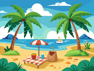 beach with palm trees