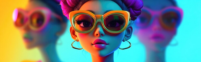 Obraz premium colorful 3d cartoon lady