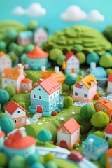 Abstract 3D background representing a small cute village  AI generated illustration
