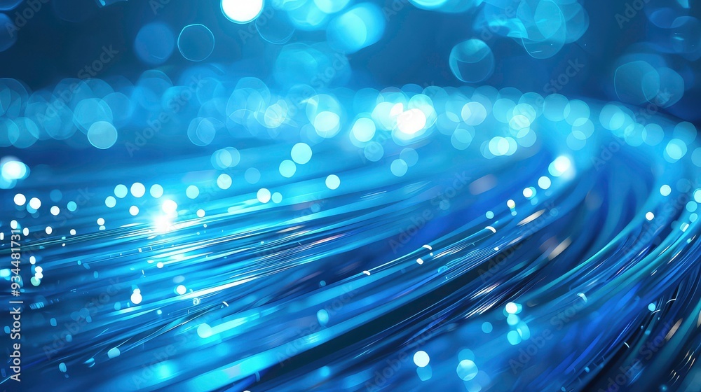 Canvas Prints abstract blue background with blurred bokeh lights.