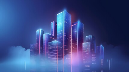Obraz premium Abstract 3D style art of a modern skyscraper AI generated illustration