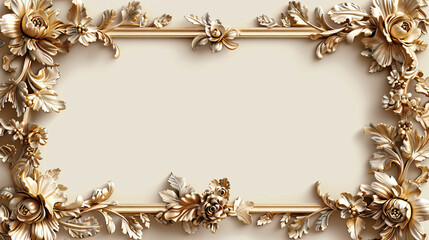 Golden frame on a white background, space for text